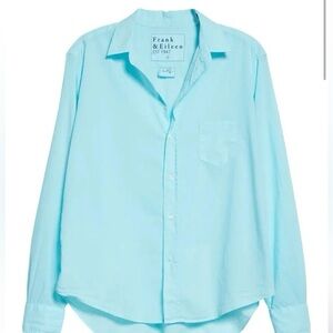Frank & Eileen "Eileen" Long Sleeve Button Up Blouse Top Shirt Light Blue XS